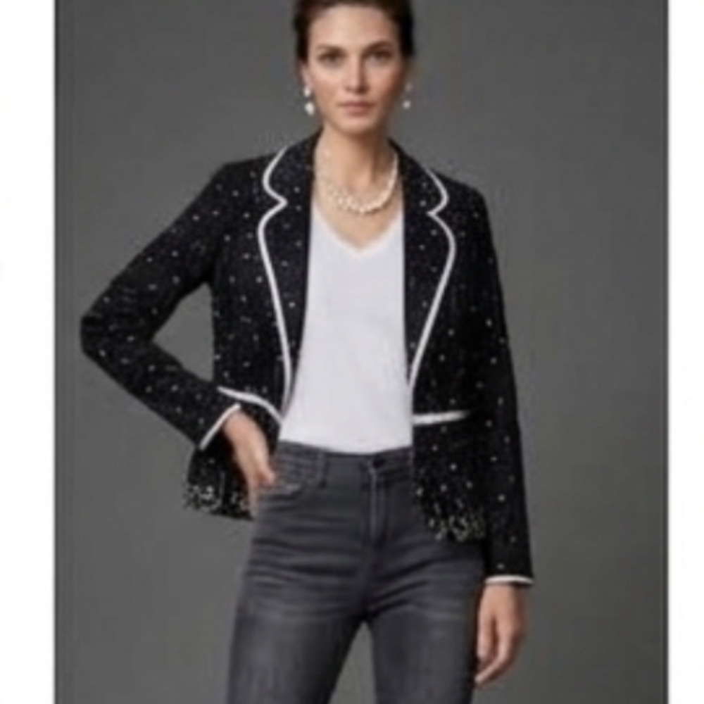 Kim Parrish Collection Polka Dot Embroidered Cotton Stretch Jacket